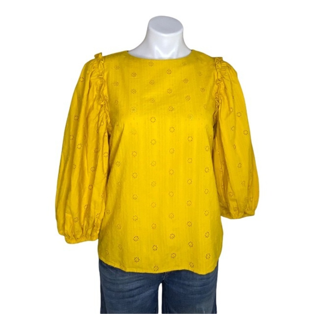 NWT Universal Thread Goods Co Yellow Top Blouse Puffy Sleeves